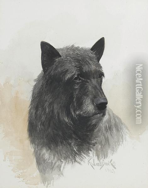 Portrait Of A Black Dog Oil Painting - Binks, R. Ward