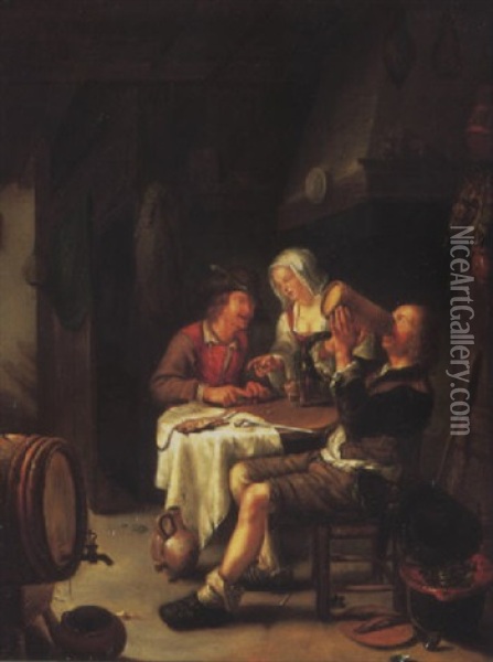 Peasants In An Inn Oil Painting - Frans van Mieris the Elder