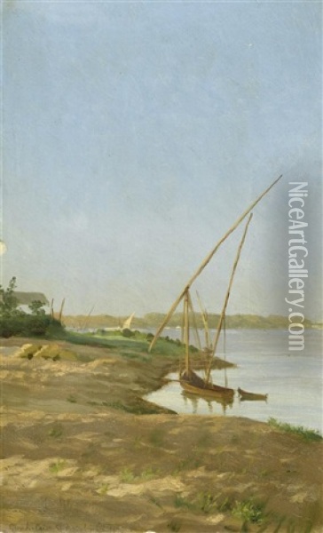 Blick Auf Den Nil Bei Kairo Oil Painting - Stephan Wladislawowitsch Bakalowicz