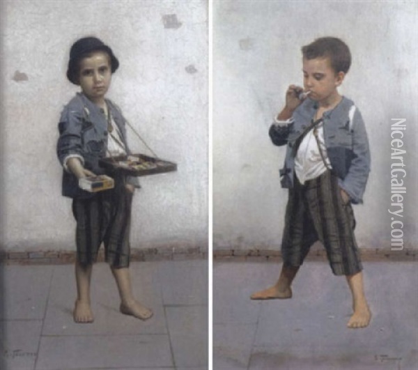 Der Junge Sreichholzverkaufer Oil Painting - Giovanni Toscano