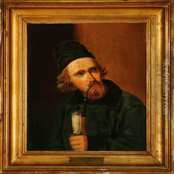 Portrait Of The Danish Painter Frederik Kraft Oil Painting - Johannes Jensen