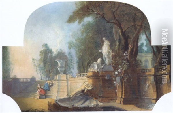 Le Printemps Ou La Terrasse Oil Painting - Jacques de Lajoue
