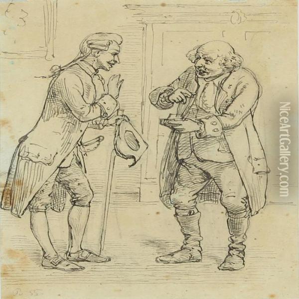 Two Gentleman Conversating Oil Painting - Wilhelm Marstrand