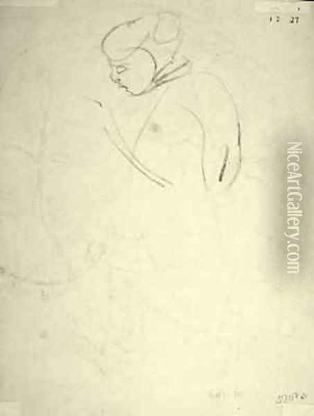 Study of a Woman looking down Oil Painting - Henri Gaudier-Brzeska