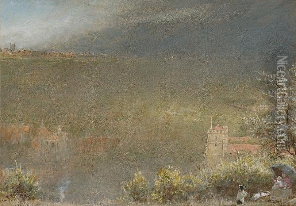 Old Hastings, Stormbound Oil Painting - Albert Goodwin