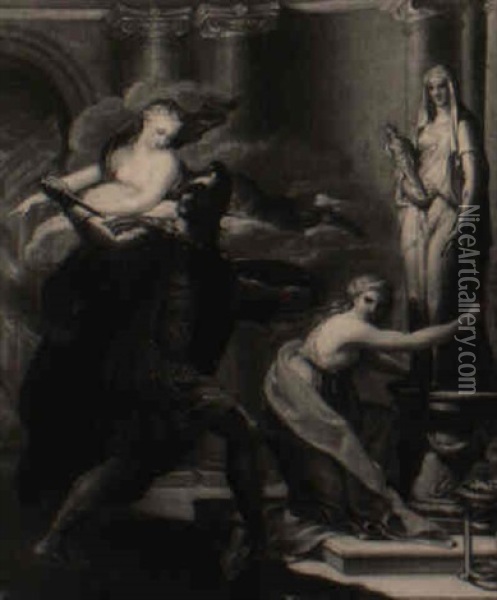 Aeneas Will Helena Im Tempel Der Vesta Toten Oil Painting - Johann Gottlieb Puhlmann