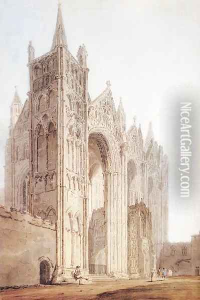 The West Front of Peterborough Cathedral 2 Oil Painting - Thomas Girtin