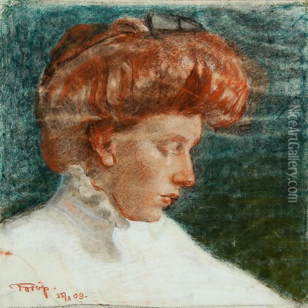 Female Portrait Oil Painting - Carl Christian Forup