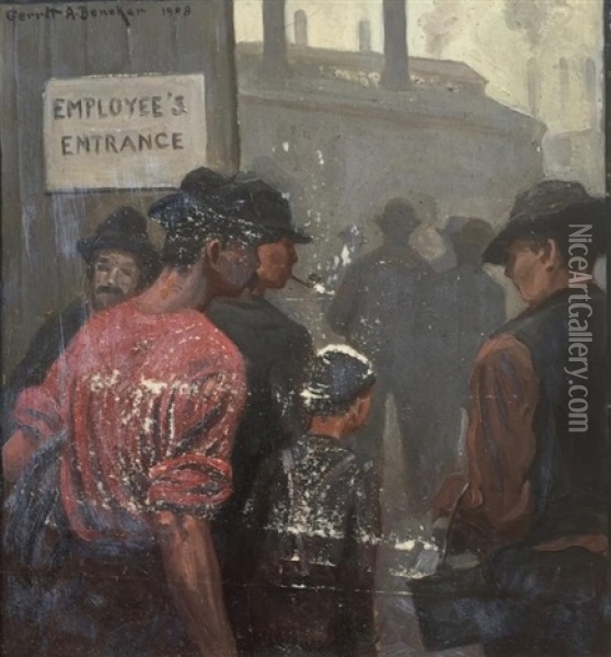 Employee's Entrance Oil Painting - Gerrit Albertus Beneker
