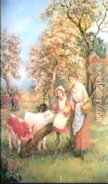 In The Orchard Oil Painting - Arthur Trevor Haddon