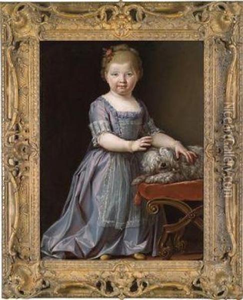 Portrait Of A Young Girl With Her Dog Oil Painting - Pier Francesco Cittadini Il Milanese