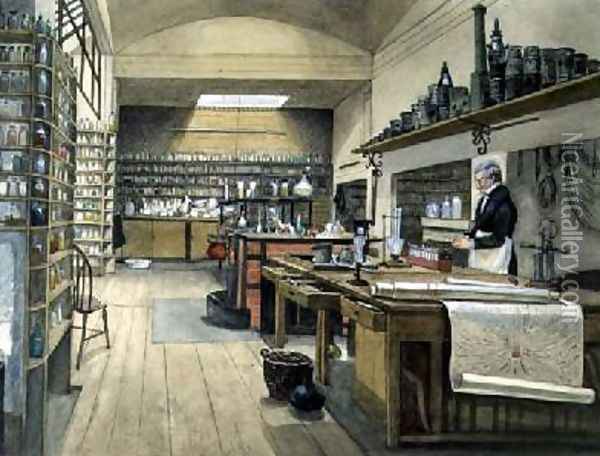 Sergeant Anderson in the Basement Laboratory 1852 Oil Painting - Harriet Jane Moore