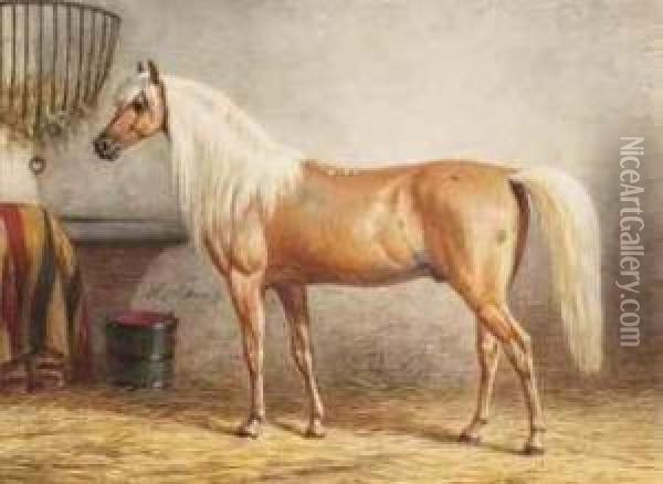 A Horse In A Stable Oil Painting - Willem Carel Nakken