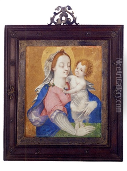 The Madonna And Child Holding A Bird And Fruit Oil Painting - Giovanni Battista Castello