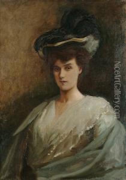 Portrait Of A Society Beauty Oil Painting - William Albert Ablett