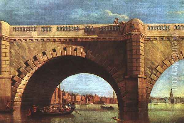 Part of Old Westminster Bridge c. 1750 Oil Painting - Samuel Scott