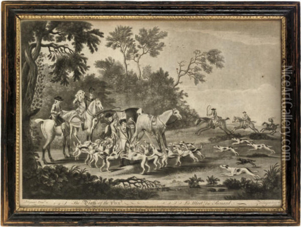 Fox Hunting: Unkenneling The Fox Hounds; Going To Cover; Diging Forthe Fox; And The Death Of The Fox Oil Painting - Thomas Burford