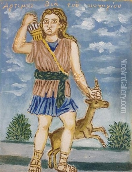 Artemis, The Hunting Goddess Oil Painting - Theofilos Hadjimichail