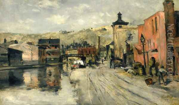 Miami Canal Cincinnati Oil Painting - John Henry Twachtman