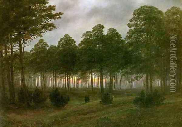 Evening Oil Painting - Caspar David Friedrich