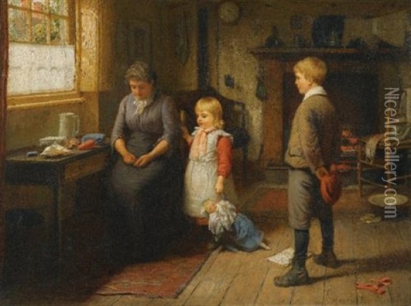 Counting The Change Oil Painting - Harry Brooker