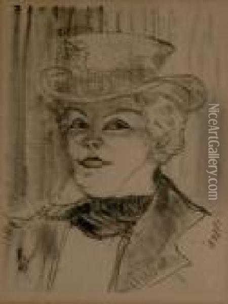 Head Of Rejane In Madame Sangene Oil Painting - Henri De Toulouse-Lautrec