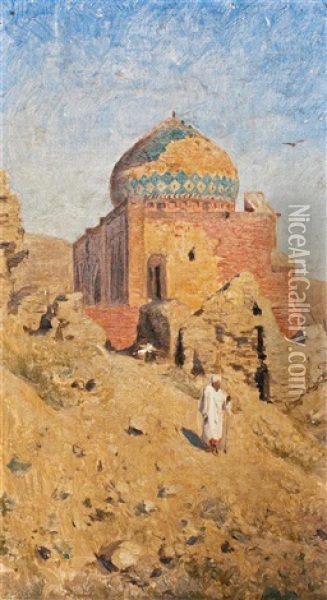 Orientalist Landscape With Figure Oil Painting - Vasili Dimitrievich Polenov