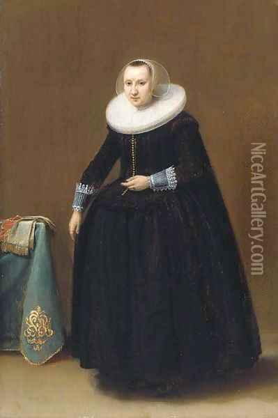 Portrait of a lady, aged 24 Oil Painting - Hendrick Gerritsz. Pot