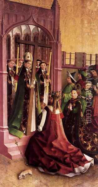 Darmstadt Altarpiece Constantine and His Mother Helena Venerating the True Cros Oil Painting - German Unknown Masters