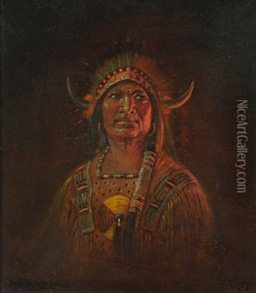 Portrait Of An Indian Chieftain Oil Painting - Astley David Middleton Cooper