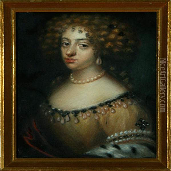 A Portrait Of Dutchess Anna Sofie Of Sachsen Oil Painting - Hans Christian Hansen