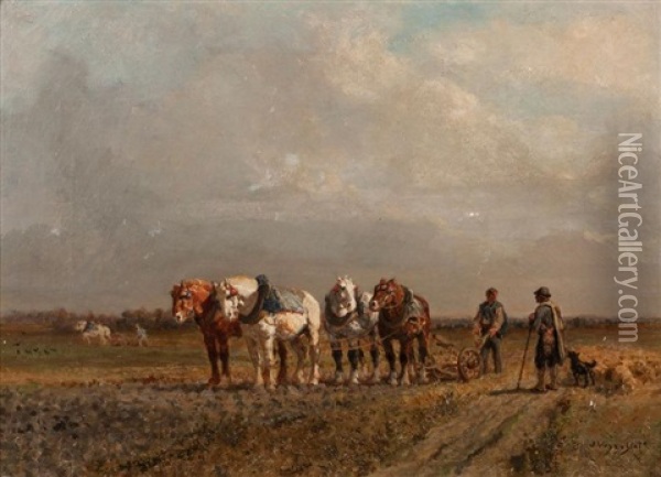 Le Labour Oil Painting - Jules Jacques Veyrassat