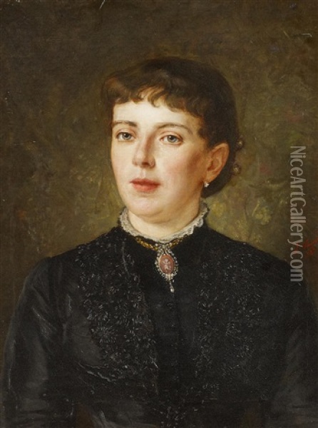 Damenportrat Oil Painting - Julius Langer
