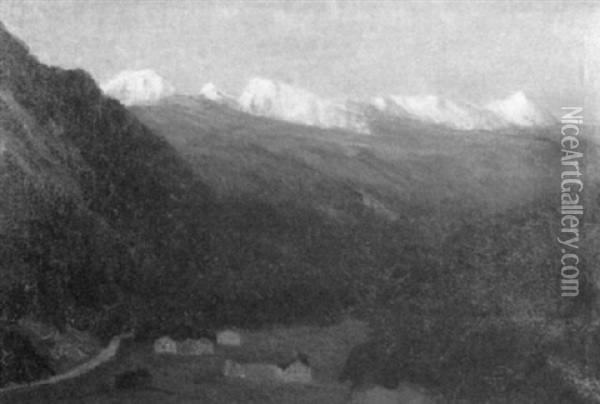 Alpine Valley At Evening Oil Painting - Wilhelm Ludwig Lehmann