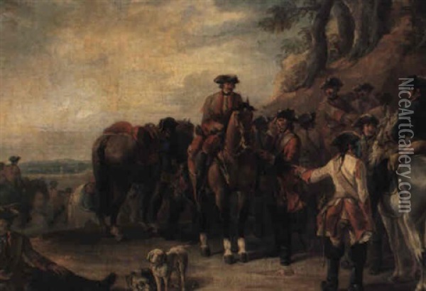 Horsemen In A Landscape Oil Painting - Francesco Giuseppe Casanova