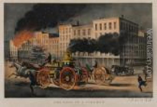 The Life Of A Fireman. The Metropolitan System Oil Painting - Currier & Ives Publishers