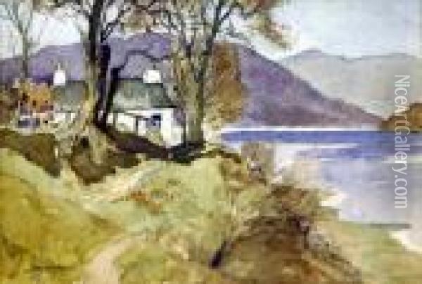 Cottage By A Loch Oil Painting - James Wright