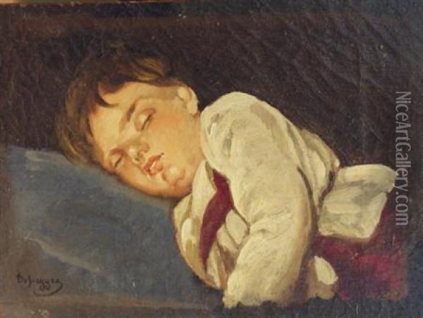 Sleeping Boy Oil Painting - Franz Von Defregger