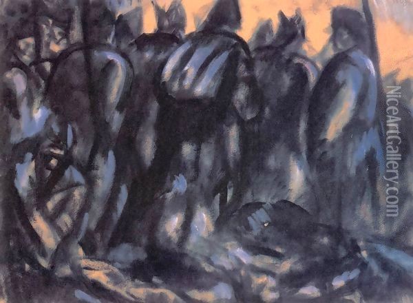 Soldiers 1916 Oil Painting - Bela Kondor