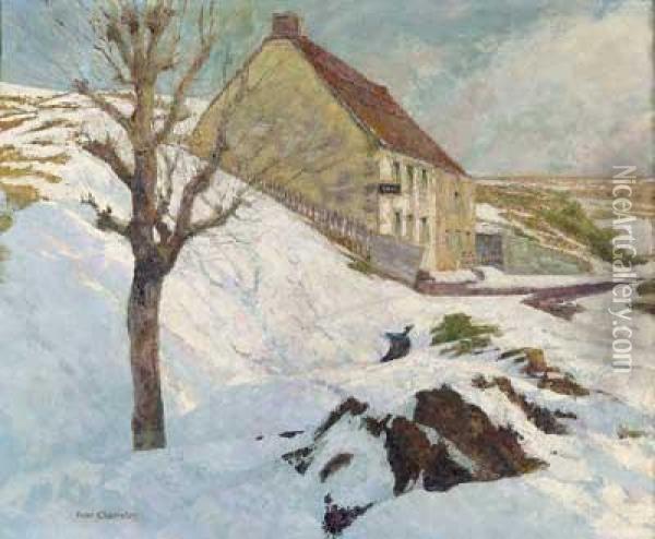 Haus Am Hang An Einem Sonnigen Wintertag Oil Painting - Victor Charreton