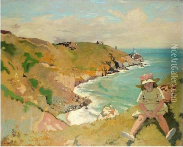 The Edge Of The Cliff, Howth Oil Painting - Sir William Newenham Montague Orpen