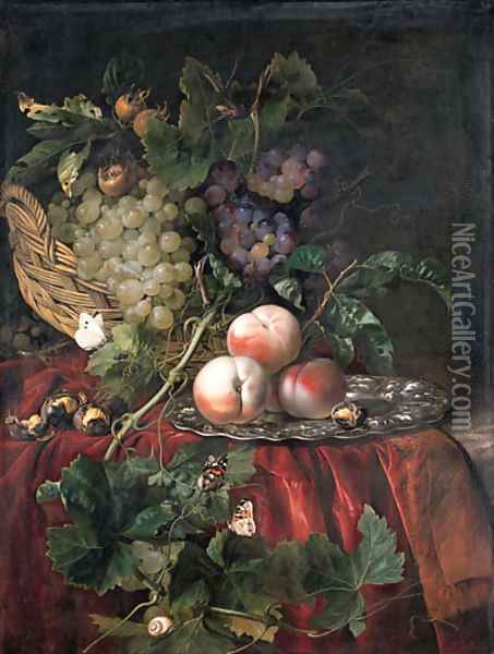 Grapes in a basket Oil Painting - Willem Van Aelst