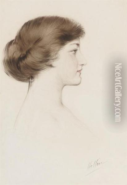 Profile Of A Girl Oil Painting - Paul Cesar Helleu