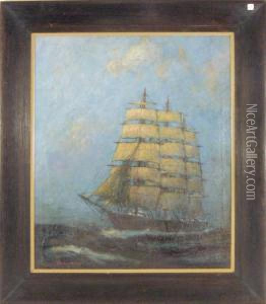 Marine Scene With Ship Oil Painting - Theodor Victor Carl Valenkamph