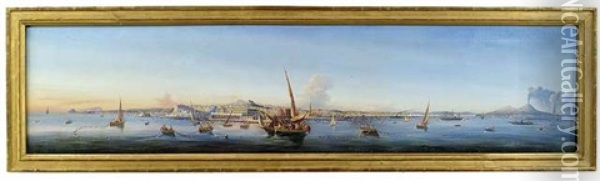 Weiter Panoramablick In Die Bucht Von Neapel Oil Painting - Giacinto Gigante