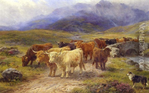 A Highland Drove, Near Inveroran, Argyleshire Oil Painting - Henry Garland
