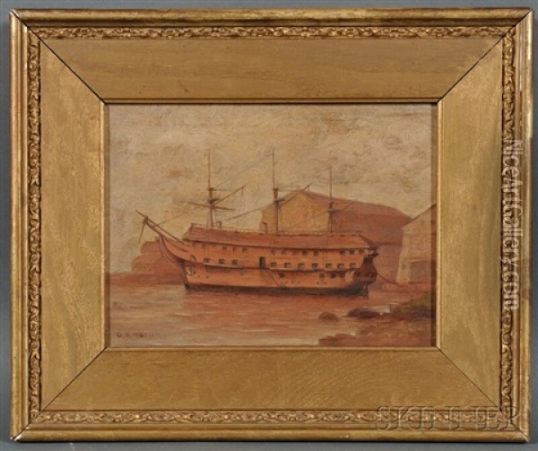 The U.s.s. Constitution At The Kittery Navy Yard Oil Painting - George Savary Wasson