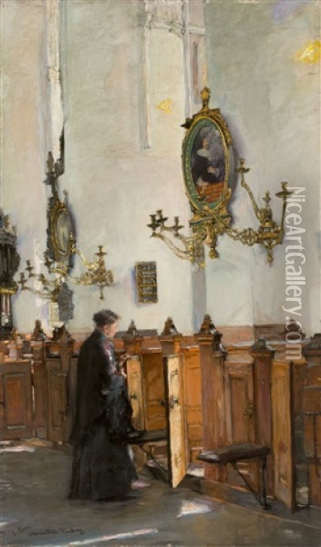 In Der Katharinenkirche In Hamburg Oil Painting - Gotthardt Johann Kuehl