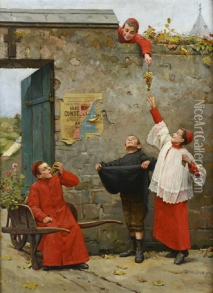 La Vendange Des Enfants De Coeur Oil Painting - Paul-Charles Chocarne-Moreau