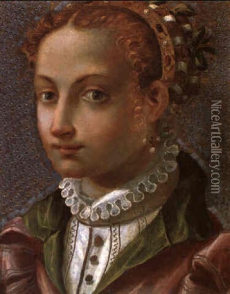 Bildnis Einer Jungen Dame Mit Goldenem Juwelenbesetzten Haarreif Oil Painting - Alessandro Pieroni